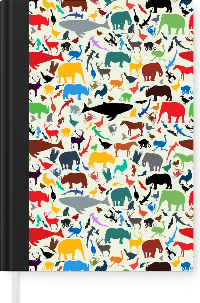 MuchoWow Notizbuch Tagebuch Haushaltsbuch Notebook A5 Regenbogen - Tiere - Muster - Kinder - Notizblock - Notizheft - Notebook - Schreibblock - P...