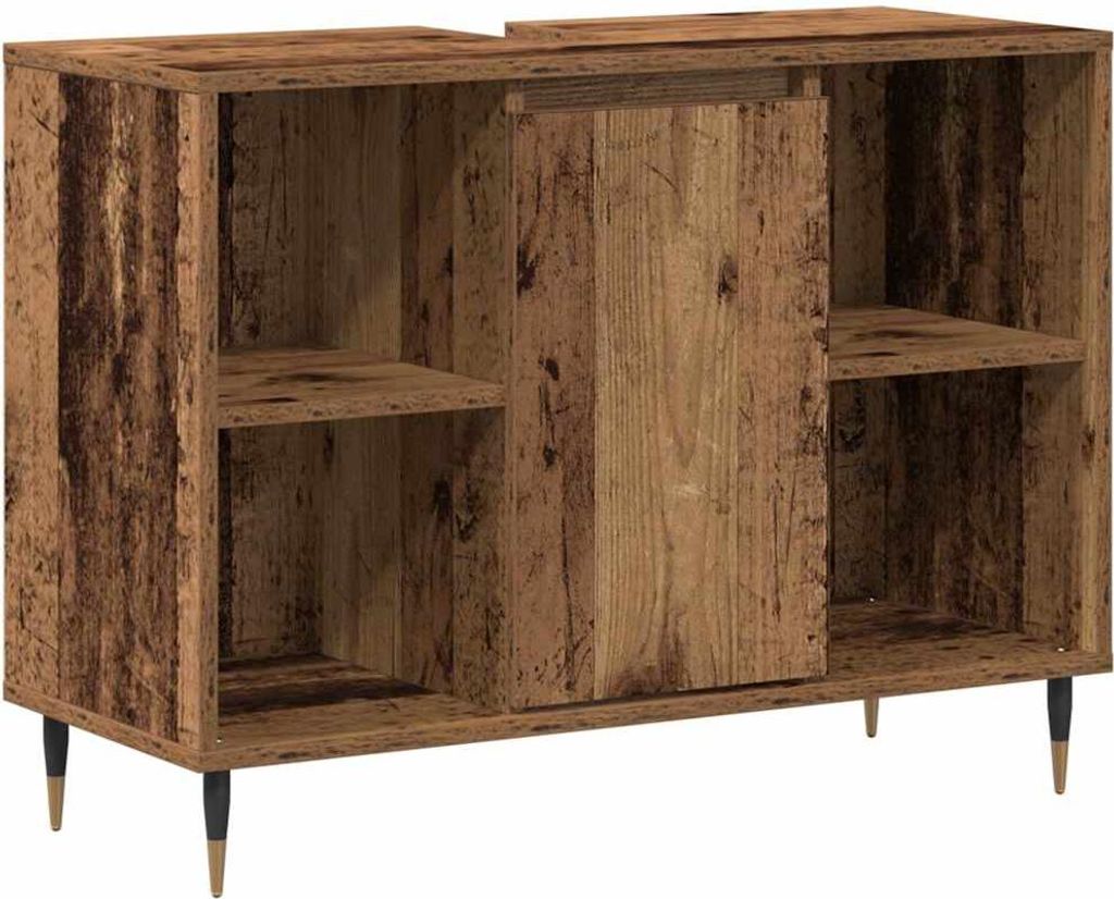 Badezimmerschrank mit Tür Altholz 80 x 33 x 60 cm Holzwerkstoff