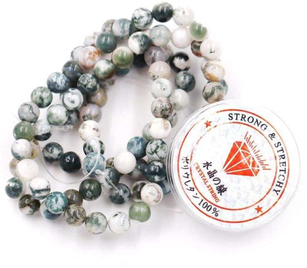 Fukugems Perlen mit Zugschnur zum Herstellen von Schmuck Lose Steine und Perlen zum Selbermachen Energiesteine für Heilarmbänder 8 mm = 96 Stück...
