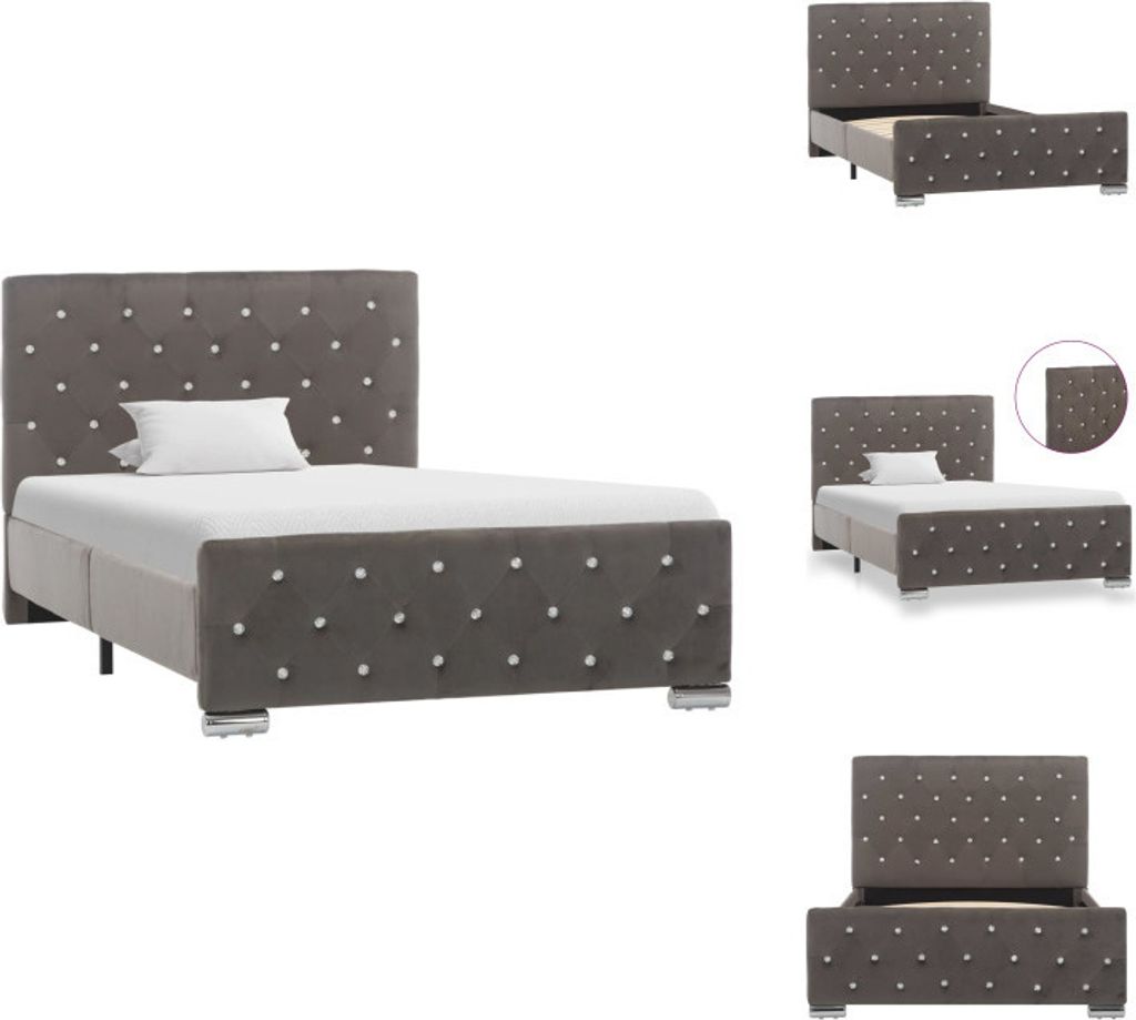 vidaXL Bettgestell Grau Samt 100x200 cm -  Betten & Produktbild 