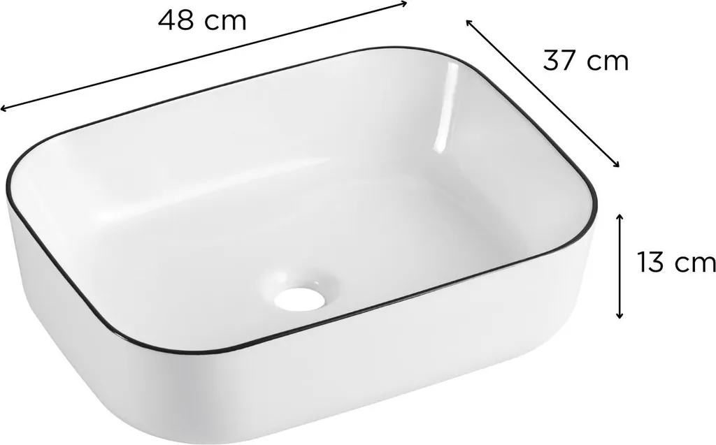 Vasque à poser pour salle de bain ALIX rectangulaire céramique 48cm