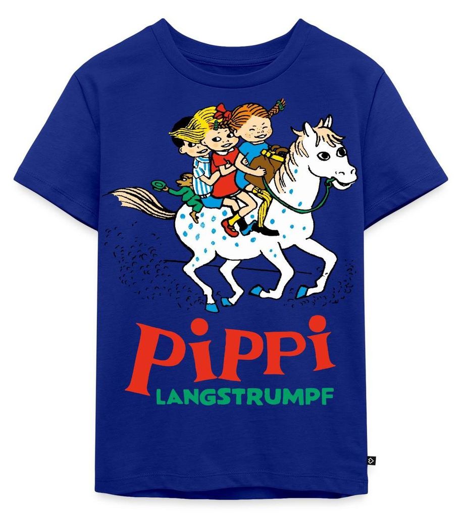 Spreadshirt Pippi Langstrumpf Ausritt Mit Annika Und Tommy Kinder Premium T-Shirt, 134/140 (8 Jahre), Royalblau