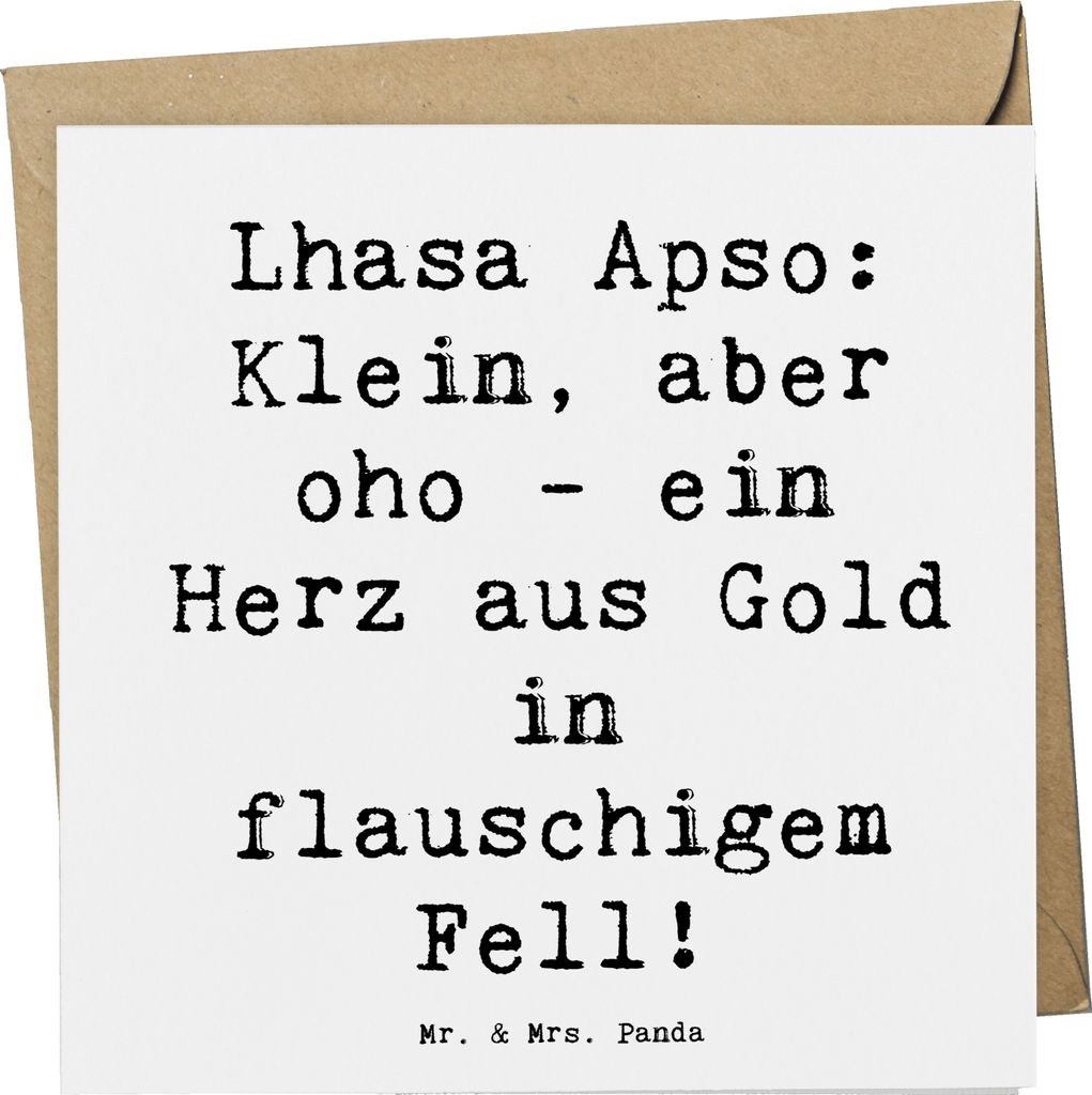 Mr. & Mrs. Panda Deluxe Karte Spruch Lhasa Apso Wunder - Weiß - Geschenk, Hunde, Glückwunschkarte, Hund, faltkarte, treuer Freund, klein aber oho...