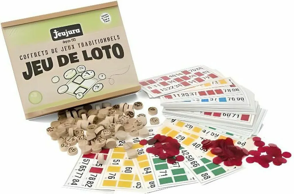 Jeu de Bingo Loto en Bois Traditionnel avec Accessoires Multicolores