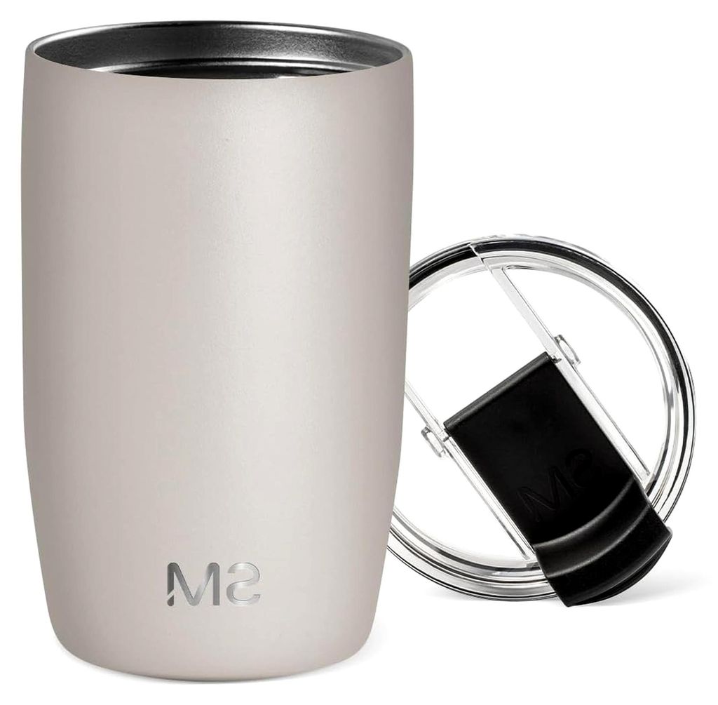 Thermobecher Kaffeebecher to go mit Klappdeckel | Isolierter Edelstahl-Kaffeebecher | Geschenke für Frauen und Männer | Voyager | 350ml | Almond ...