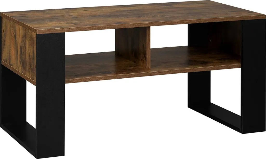 Petite table basse pour salon et chambre - Rangement bois de pin brun