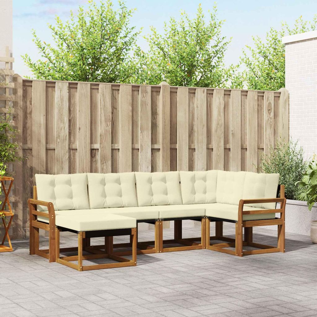 "Neues Produkt" Outdoor-Sofagarnitur ANTI-UV - CLORIS - mit Kissen - 6 pcs - Natur und Creme - Modern Gartensofas V498