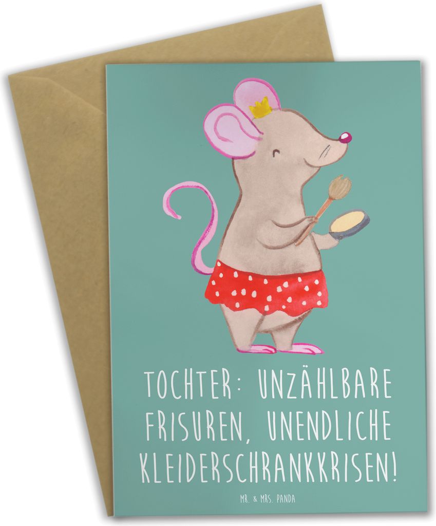 Mr. & Mrs. Panda Beileidskarte Tochter Mode - Meeresbrise - Geschenk, weihnachtskarten, Frisuren, Grußkarten, Einfallsreichtum, Handarbeit, osterk...