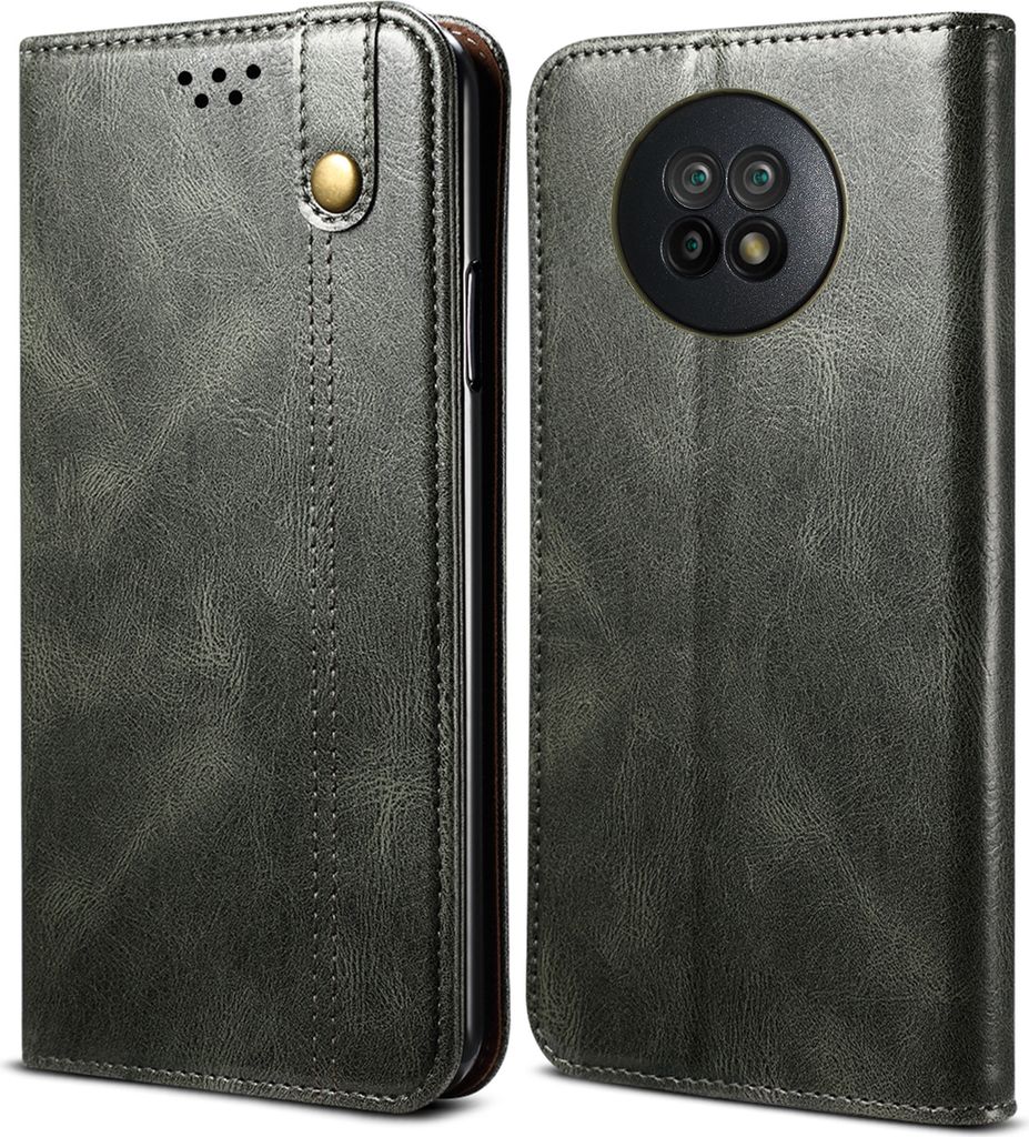 Redmi Note 9T 5G Hülle, LaimTop Leder Flip Brieftasche Schutzhülle für Xiaomi Redmi Note 9T 5G Grün
