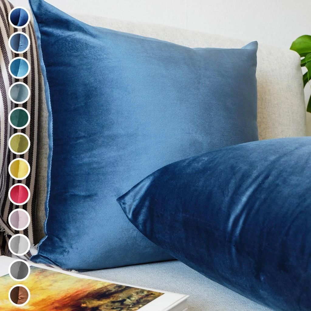 Lionmood Premium Samt Kissenbezug Aqua 40x40cm -1er- Velvet Kissenhülle mit Reißverschluss - Modernes Design, Weich, Einfarbig für Sofa