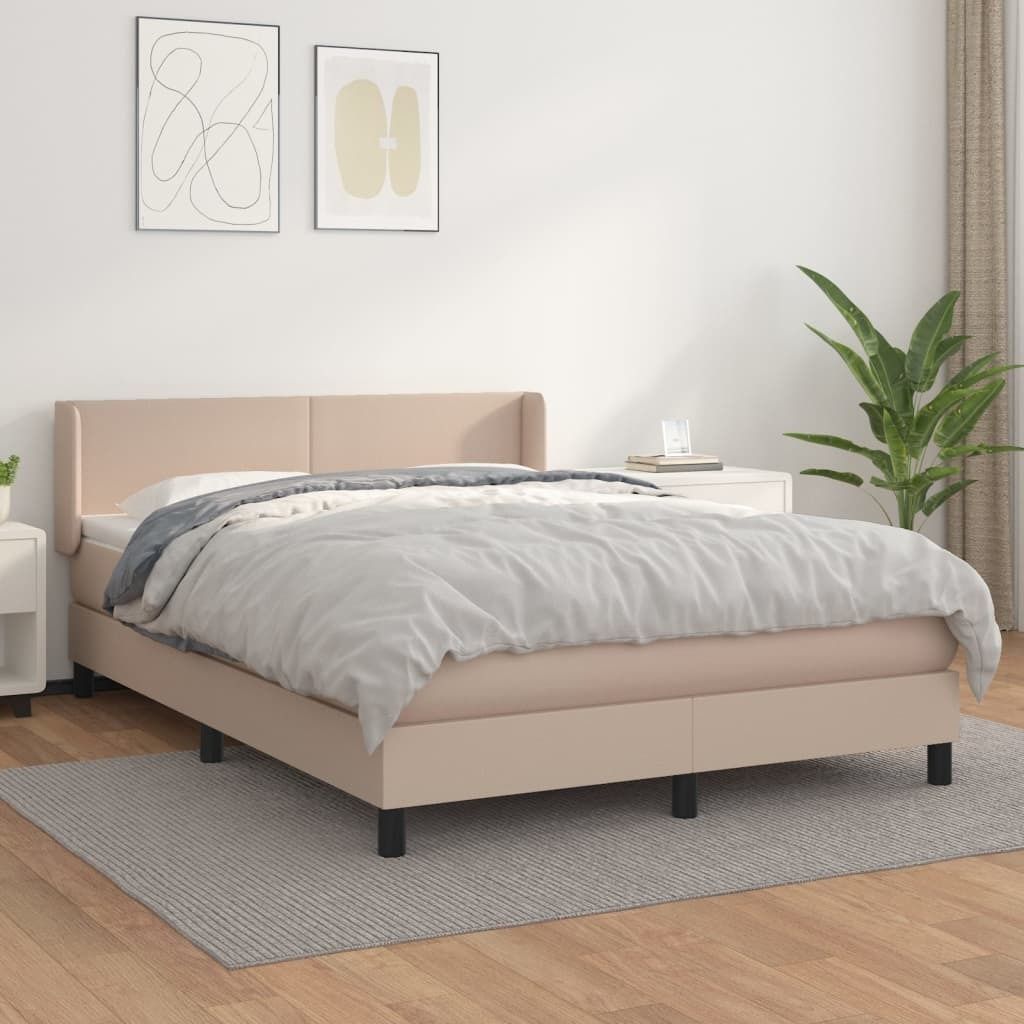The Living Store Boxspringbett Matratze Cappuccino-Braun 140x200cm Kunstleder