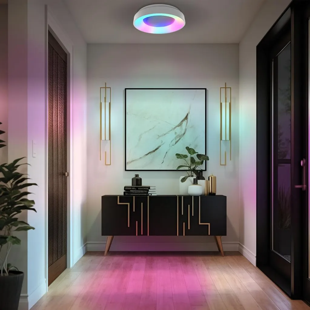Plafonnier LED Rond Blanc 72W RGB avec Télécommande et Couleur Variable - 3