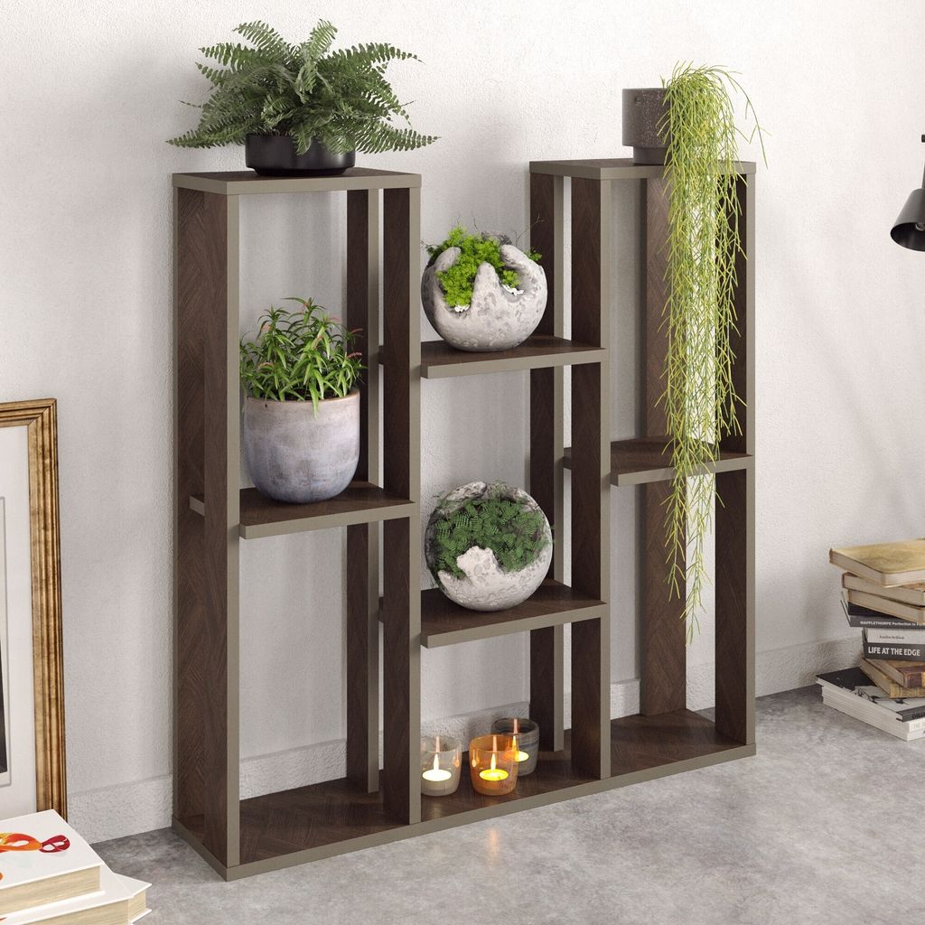 Skye Decor, Nevada - Walnut, Mehrzweckregal, Nussbaum, 100 % MELAMINBESCHICHTETE SPANPLATTEN, 89,6 x 21,9 x 93,2 cm