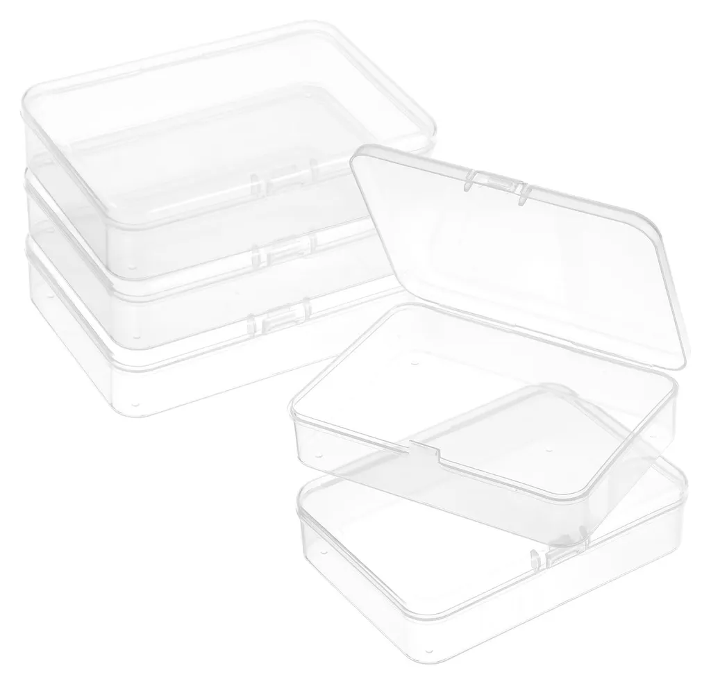 5 Boîtes de Rangement Transparentes 10,5x7,5x2,5cm en Plastique Rigide