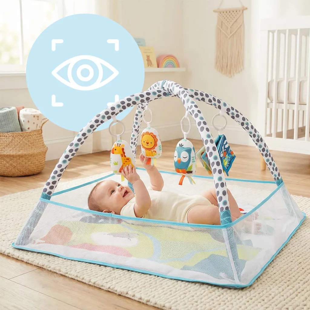 Aire de jeu Malplay pour nouveau-né avec arches d'activités 76cm - 5