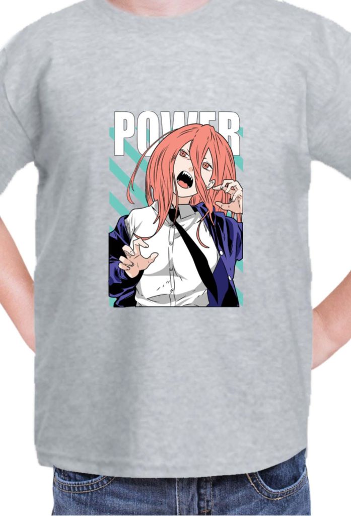 Kinder T-Shirt Manga Japan Anime Comics Animation Chainsaw Anime manga Man 14, 9-11 Jahr - 140 / Grau
