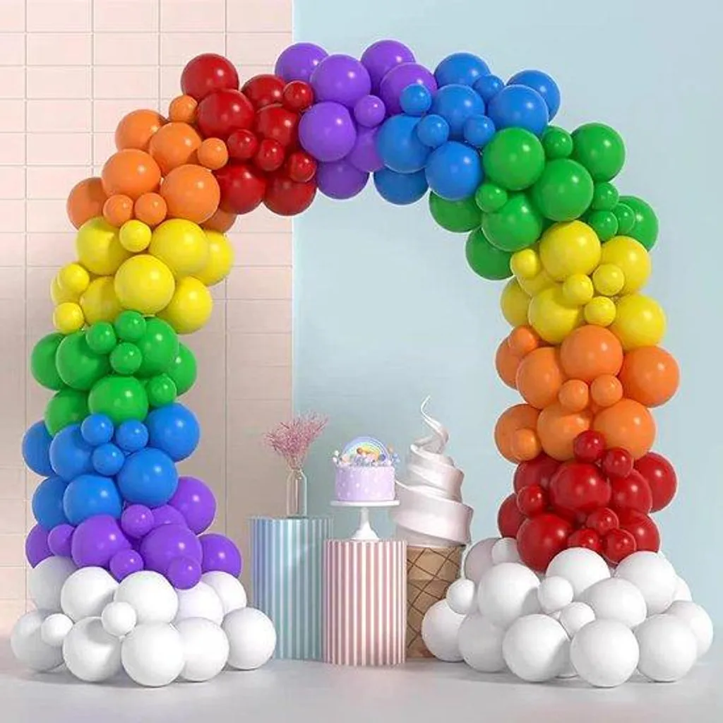 Lance-ballons arc-en-ciel 175 pcs pour fête prénatale - Kit coloré complet