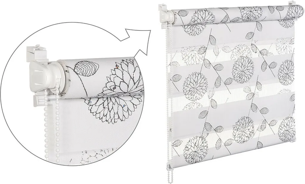 Store double brillant 100x200cm blanc noir pailleté effet scintillant