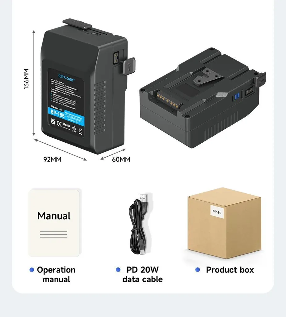 Batterie V-Mount BP-185 : Solution d'Alimentation Stable pour Rig Caméra - 2