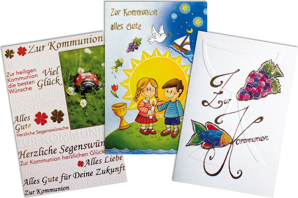 Kommunion - Mehrfachpackung - 3 Karten – 3 Umschläge – im Format