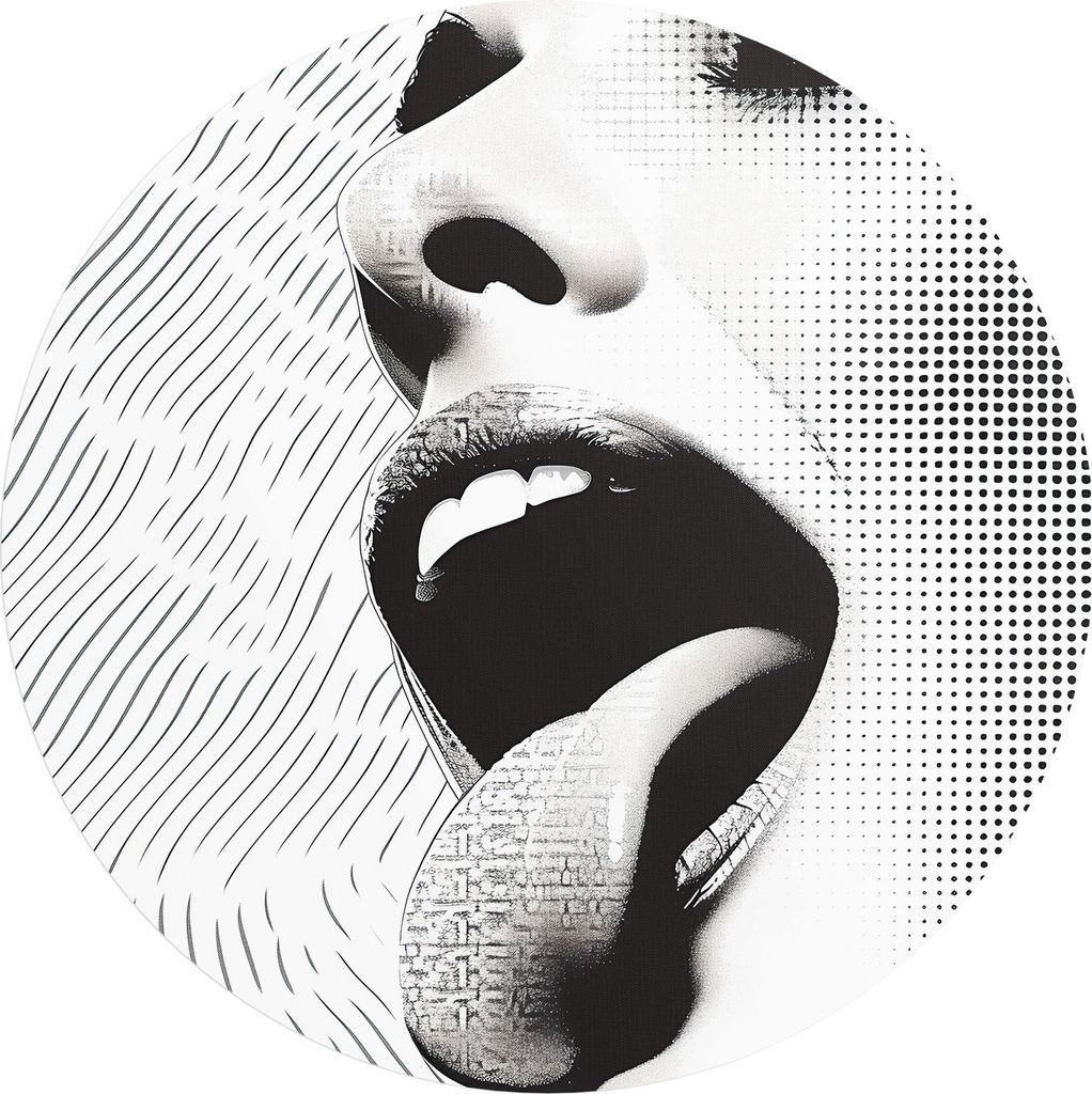 DEQORI Fototapete rund Ø 100 cm 'Pixel der Begierde' Wand Tapete Leinwand Sticker