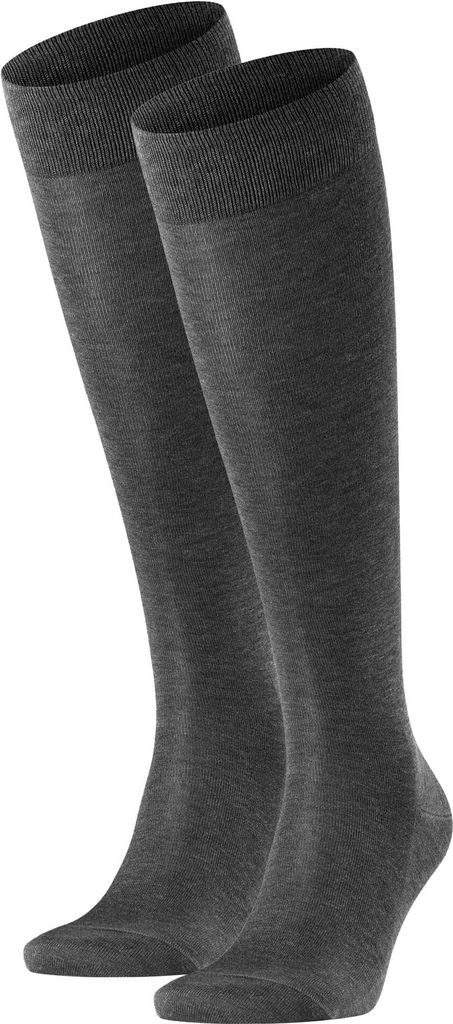 FALKE Herren Kniestrümpfe 2er Pack - Tiago, Socken, Baumwolle, Logo, lang, einfarbig Anthrazit 41-42