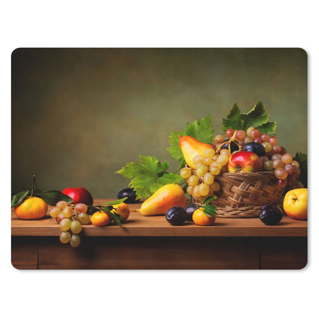 MuchoWow Mauspad Mousepad Rustikal - Korb - Obst - Stilleben 23x19 cm - Mousepads - Maus Mat - Pad - Mausunterlage - Schreibtischunterlage - Mauspad