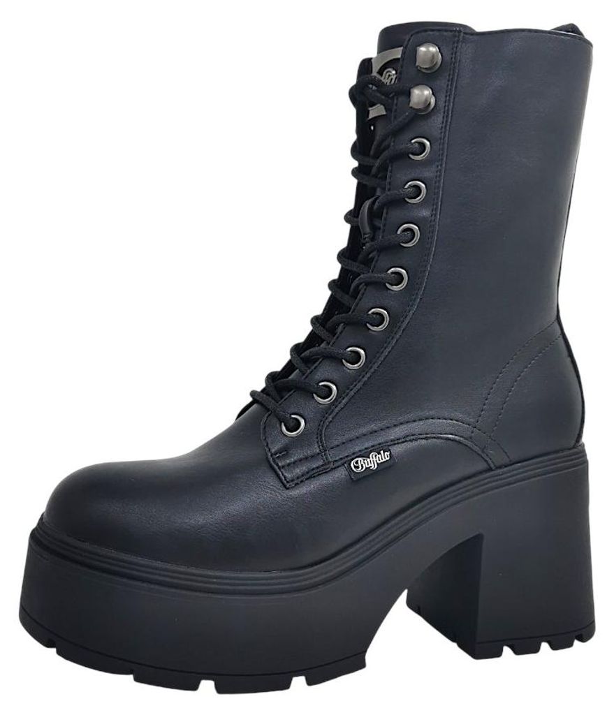 Buffalo Mila Lace Up Mid Damenschuhe Schnürstiefel Schwarz Produktbild 