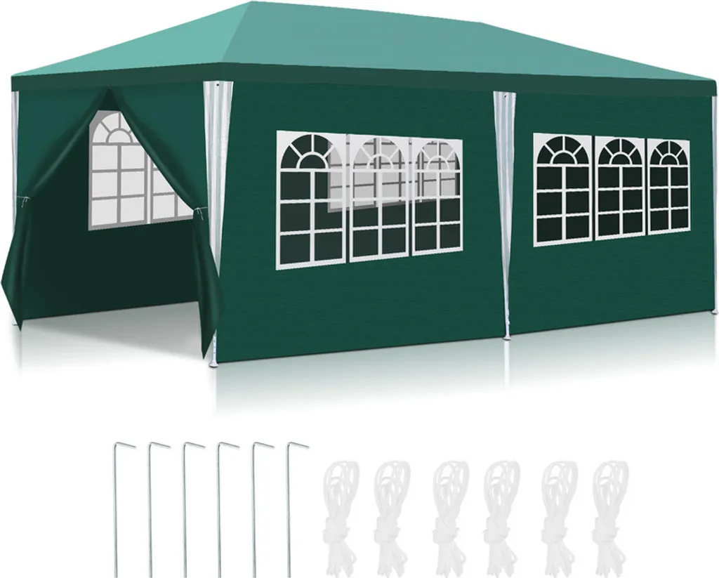 Gazebo da Giardino Jopassy 3x6m - Struttura Tubolare Acciaio Verde