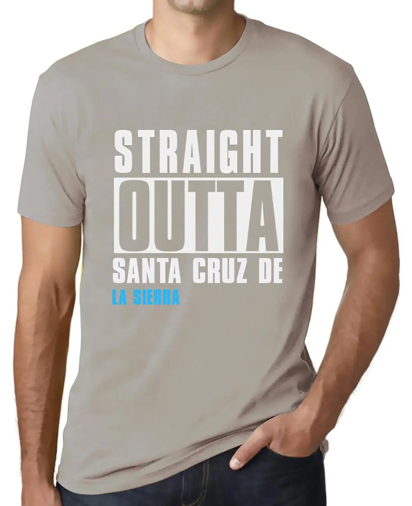 Herren Grafik T-Shirt Straight Outta Santa Cruz De La Sierra Öko-Verantwortlich Vintage Jahrgang Kurzarm Lustige Druck Geburtstag Geschenk Mann