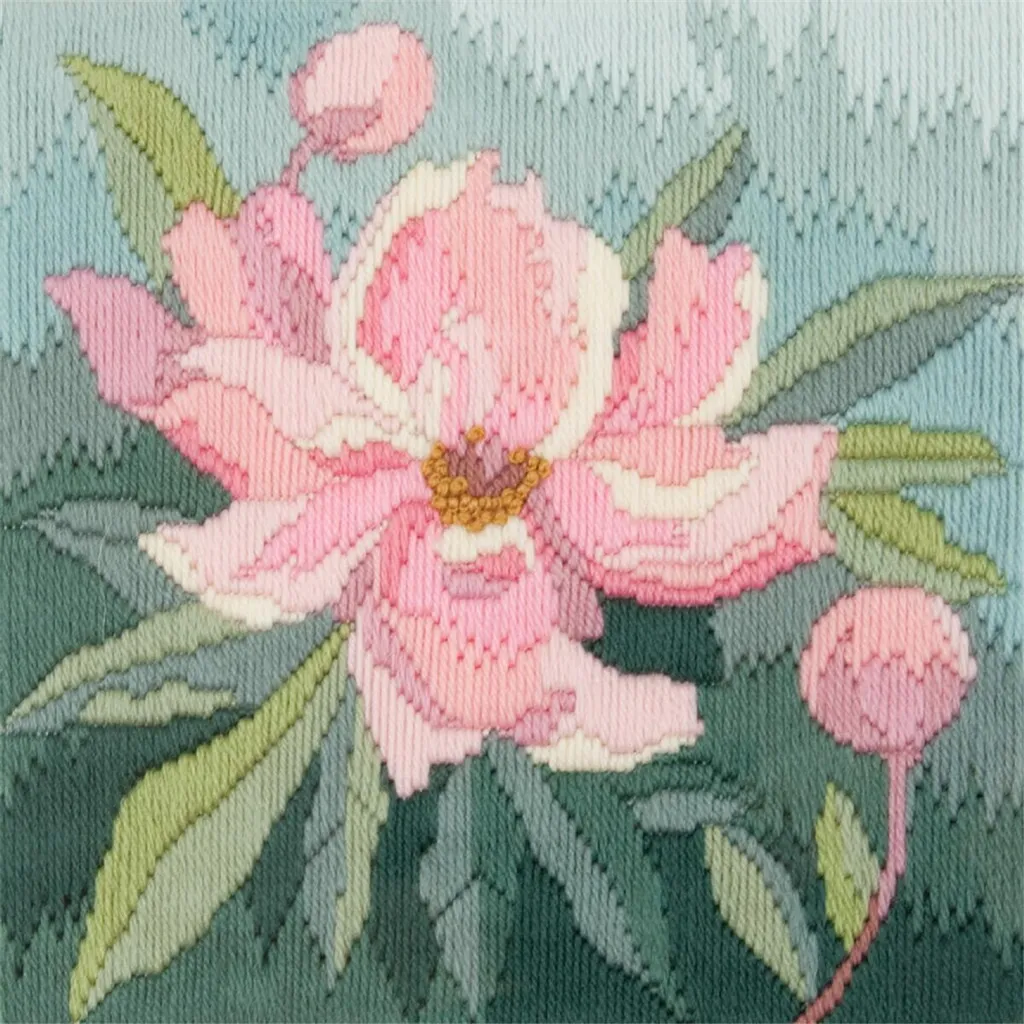 Apprendre la Broderie avec ce Kit Points Longs Pivoines Bothy Threads