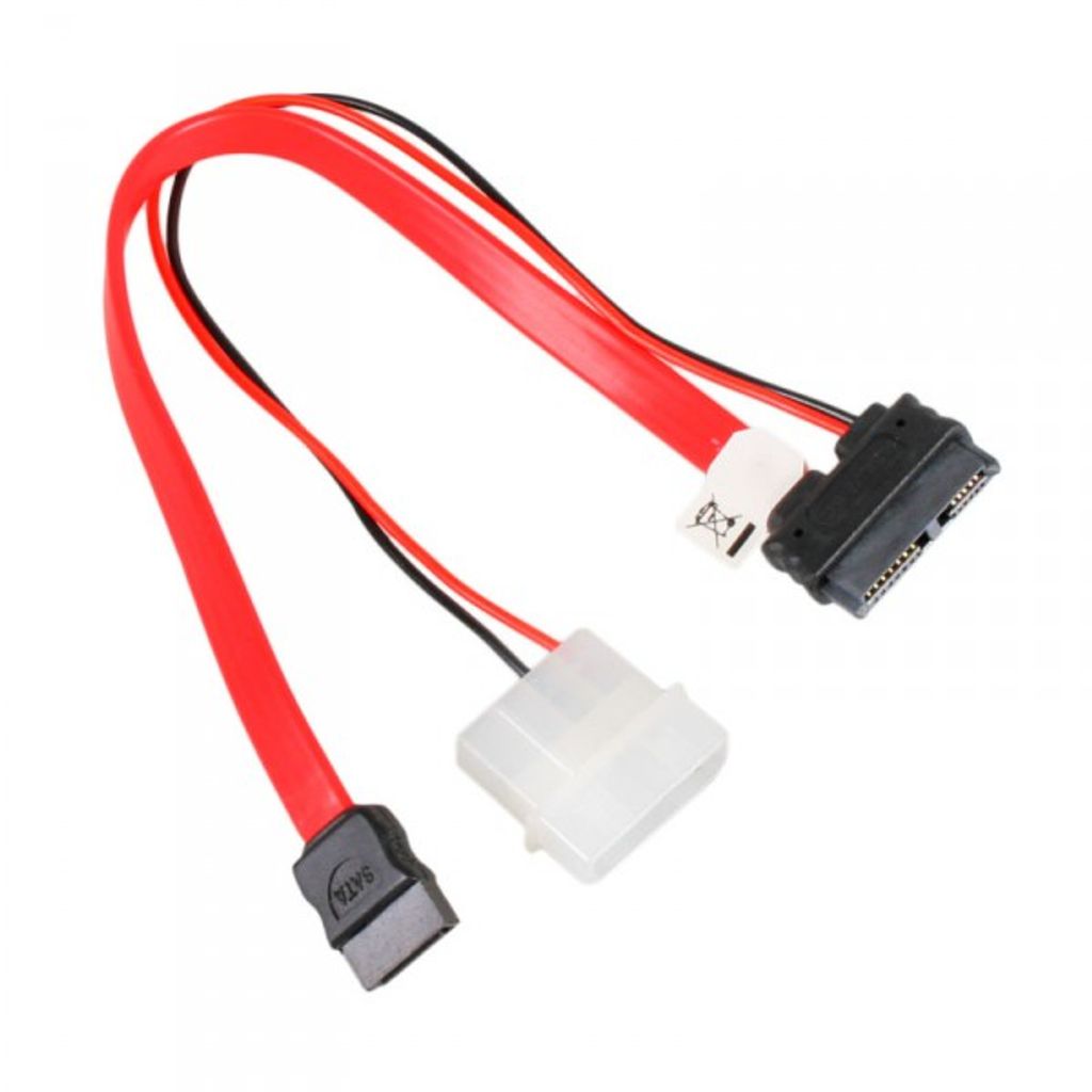 Akasa SATA 2 Kombokabel 20cm rot