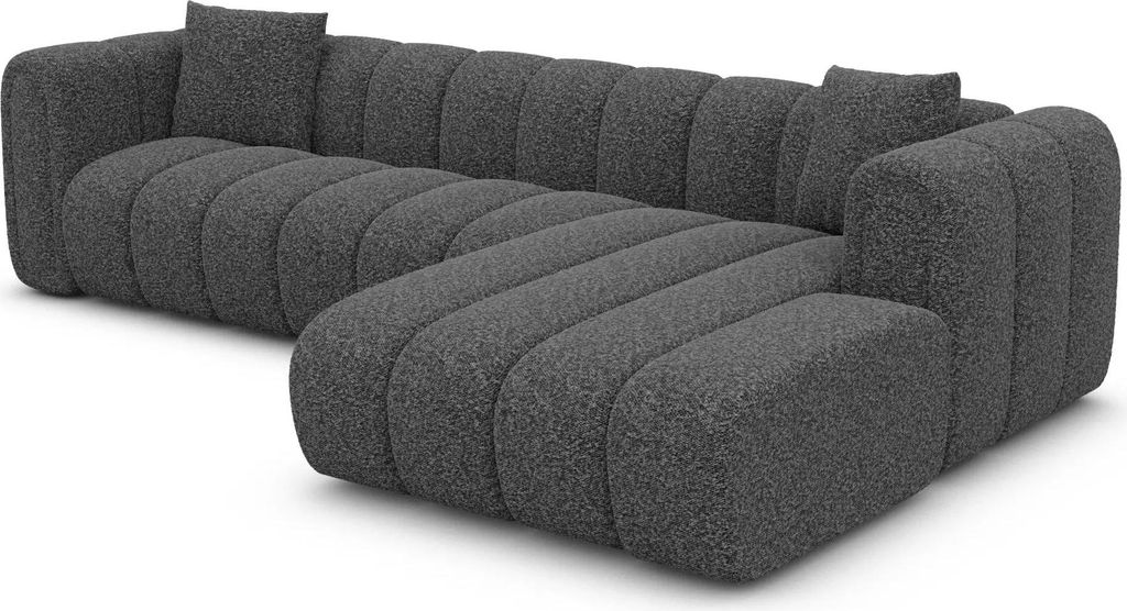 Bouclé L-Form Sofa Amoria Graphit Rechts