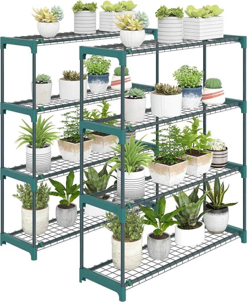 Étagère à Fleurs à 4 Étages pour Balcon et Salon - Pack de 2 Supports