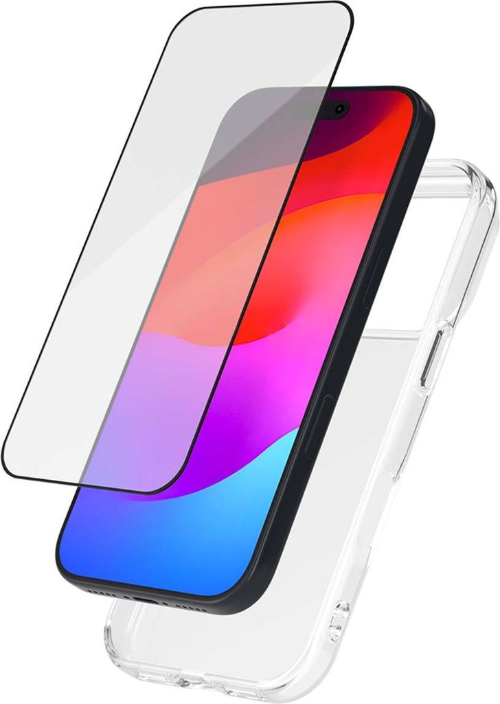 BigBen Connected, 2in1 Hülle & Glasfolie iPhone 17 Pro stoßfest, weich, Transparent
