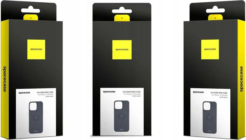 Custodia Elegante iPhone 14 Pro Max SPACECASE Nero Silicone Anello - 9