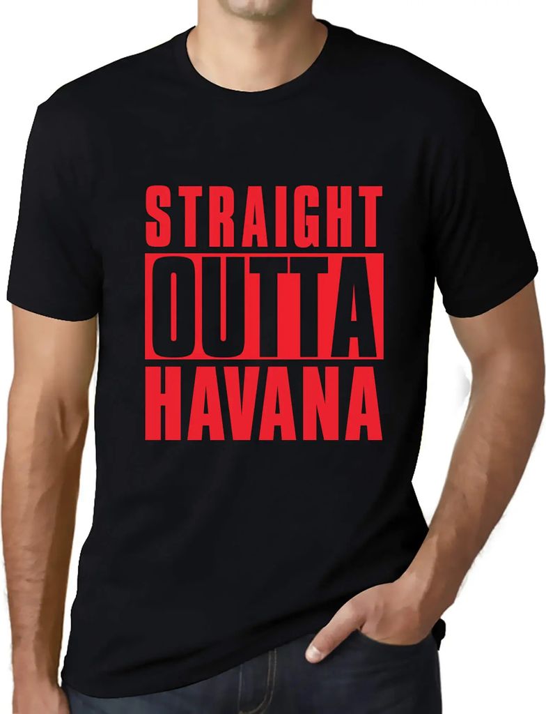 Herren Grafik T-Shirt Straight Outta Havana Öko-Verantwortlich Vintage Jahrgang Kurzarm Lustige Druck Geburtstag Geschenk Mann