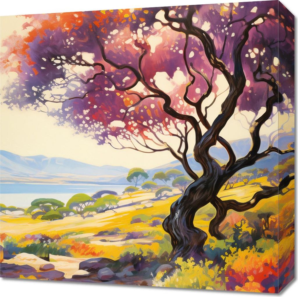 Bild 50x50cm Bunt Dämmerung über dem Tal