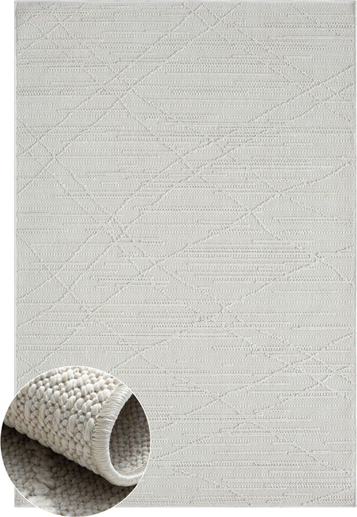 MY-RUG Outdoor-Teppich "Rory" 200x140 cm, weiß, mit besonderer, weicher Sisal-Optik, für drinnen und draußen
