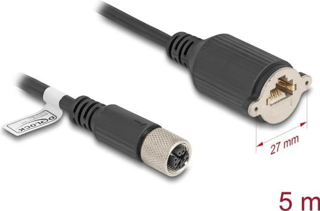 Prolunga Rete M12-X Femmina a RJ45 Femmina 5m S/FTP Cat6a