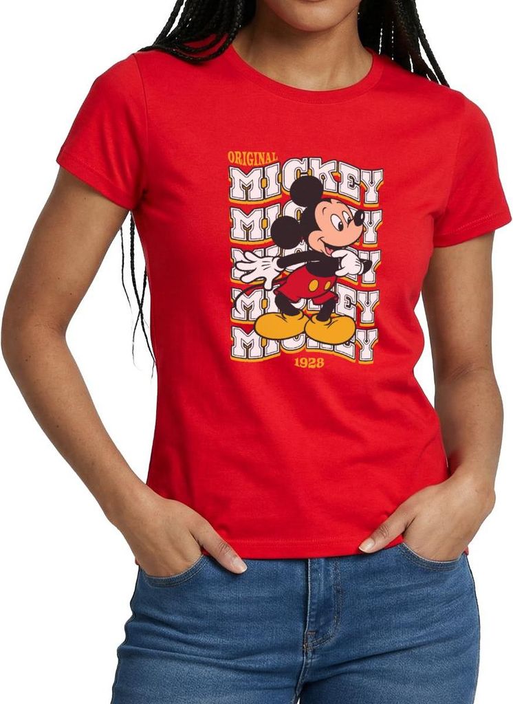 Mickey & Minnie Mickey Mouse Original 1928 Frauen T-Shirt, XXL, Rot