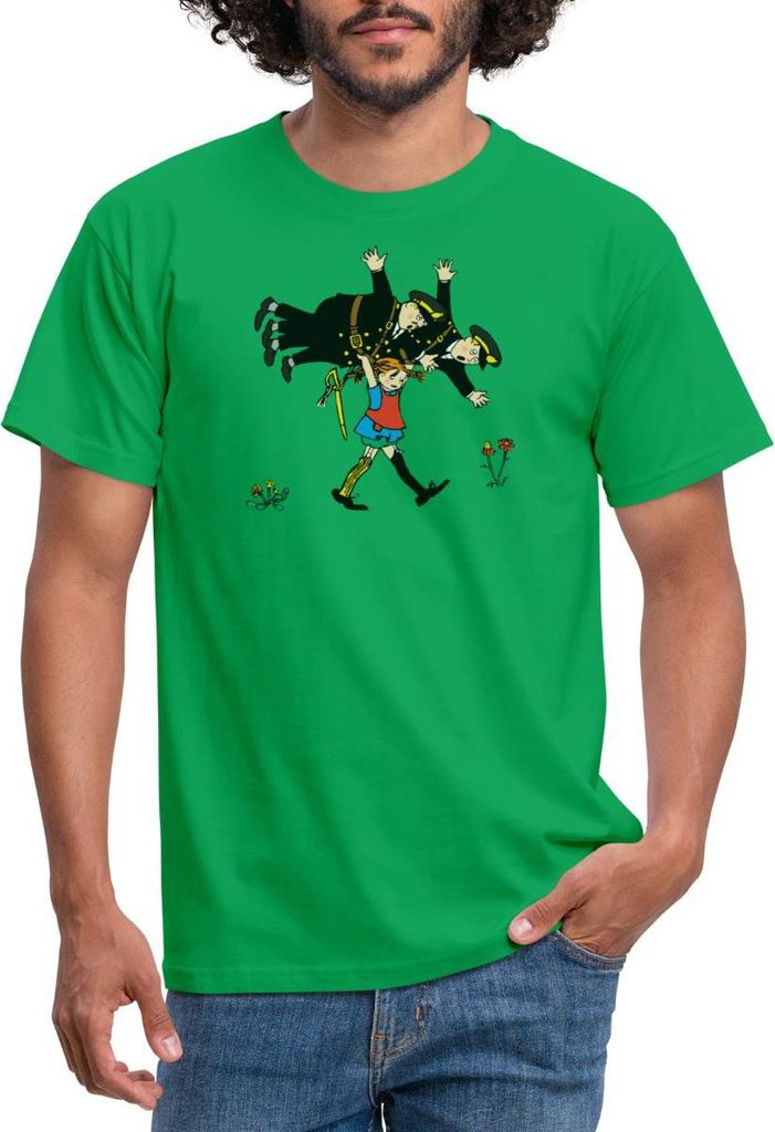 Spreadshirt Pippi Langstrumpf Pippi Und Die Polizei Männer T-Shirt, XXL, Kelly Green
