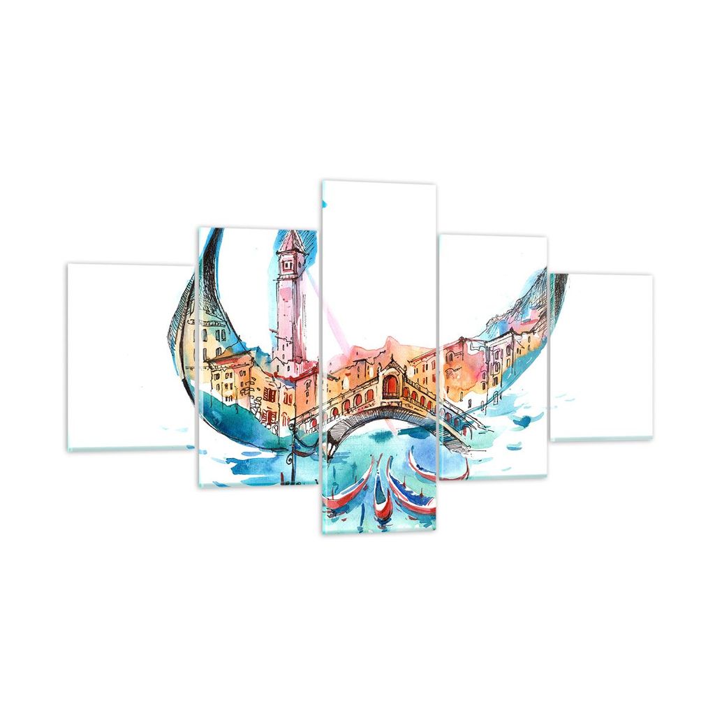 Bilder auf glas - Gondel Gondoliere illustration Kultur - 125x70cm - Glasbilder - Wandbilder - Kunstdruck - Wanddekoration aus Glas - Glas Bilder -...