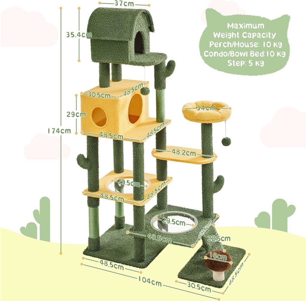 Yaheetech Kaktus Kratzbaum XXL deckenhoch, Stilvoller Produktbild 3