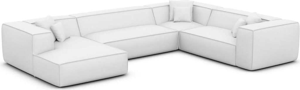 Kunstleder U-Form XXL Wohnlandschaft Arelia Weiß Links