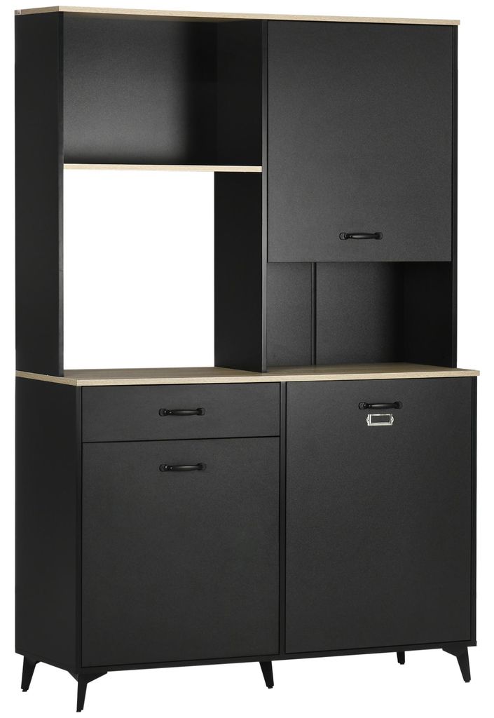 Hohes Sideboard im Industriedesign mit vielfältigen Aufbewahrungsmöglichkeiten – 3 Türen mit Einlegeboden, Schublade, Nische, große Ablagefl...