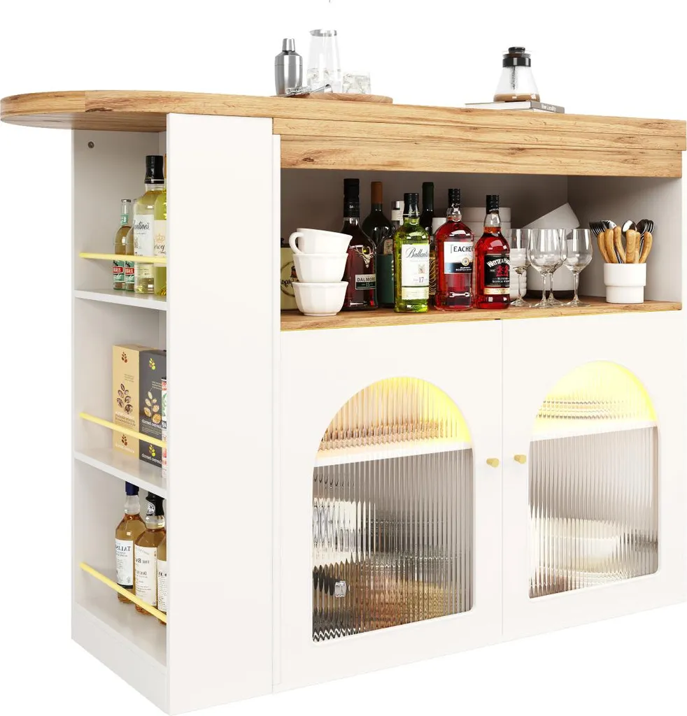 Table de bar extensible 138-193cm blanche à LED modèle Nova-X - 13