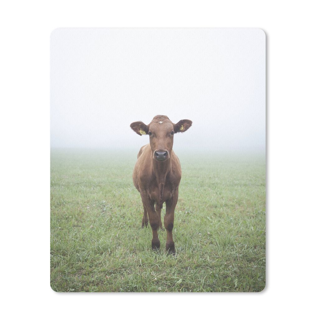 MuchoWow Mauspad Mousepad Kuh - Nebel - Gras 30x40 cm - Mousepads - Maus Mat - Pad - Mausunterlage - Mausmatten
