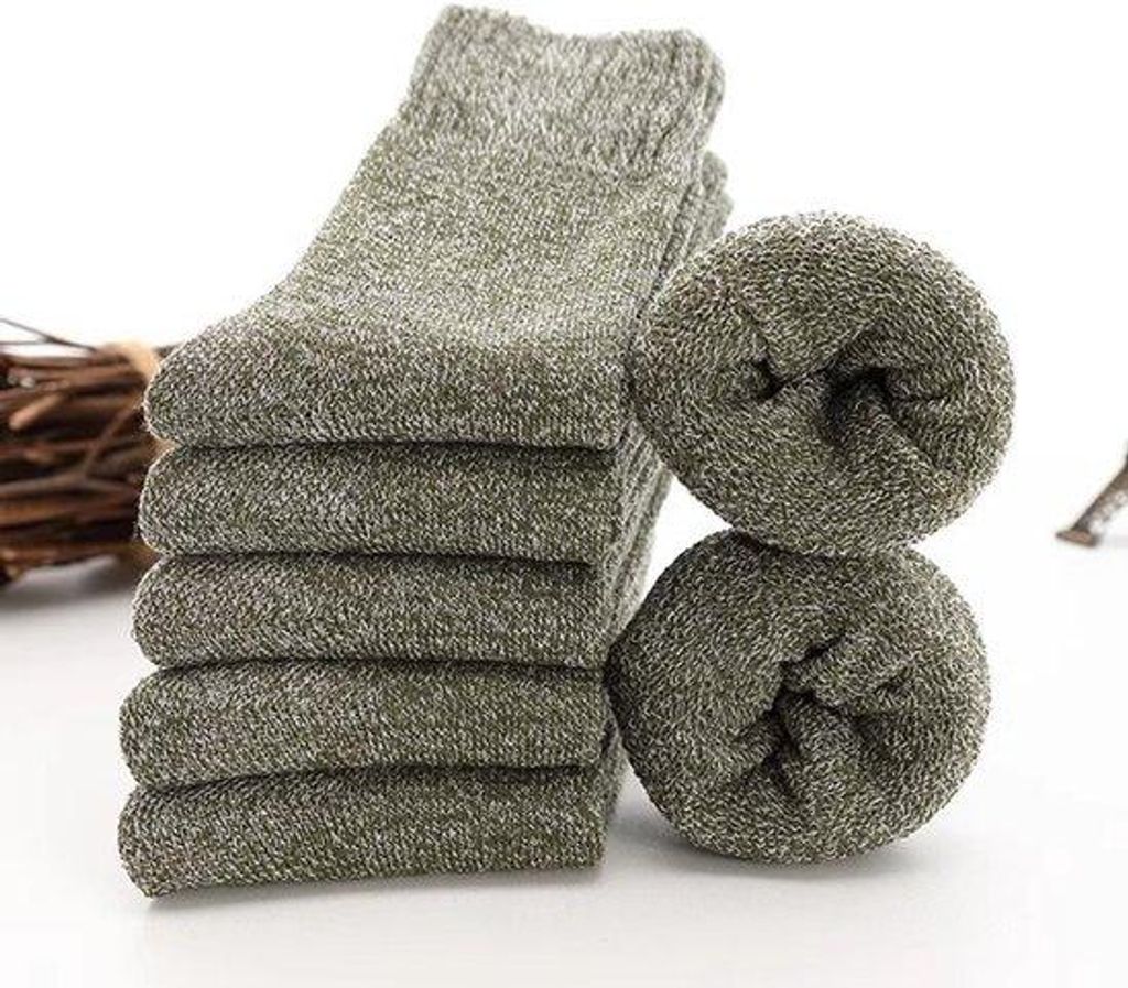 Warme Herrensocken, Thermische Badstoffsokken, Wintergeschenk, Größe 37-45, Grün