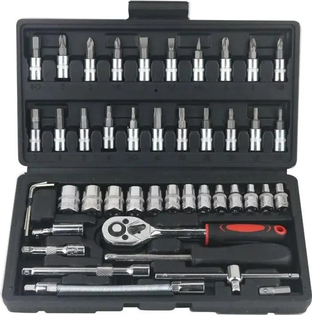 Kit d'outils de réparation automobile 46 pièces en acier noir robuste
